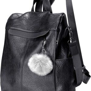Women Backpack PU Leather Nylon Waterproof Anti-theft Travel Bag